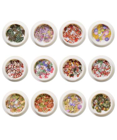 Santa Claus and Snowflake Nail Art Decorations a Set of 12 Boxes