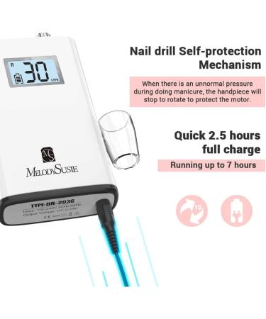 MELODYSUSIE Scamander Nail Drill | Professional Electric Manicure Set | 30000RPM Portable E File Kit for Acrylic Nails UK | Rechargeable and Easy-to-Use (A-white) - Buy Online on GoSupps.com