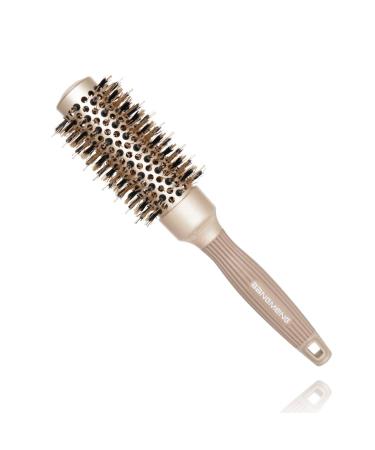 BANGMENG Round Brush with Boar Bristles Nano Thermal Ceramic Ionic Round Barrel Hair Brush | For Extra Shine | Enhance Texture For Straightening Curling & Drying (1.3 inch Barrel 2.5 inch with Bristles) 1 Count (Pack ...