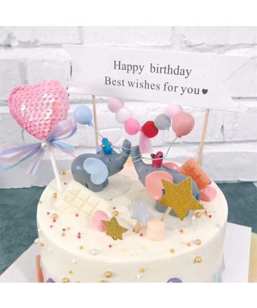 YeahiBaby Beautiful Resin Elephant Balloon and Heart Cake Topper or Small Dessert Decoration for Wedding Party Tables (Sky Blue) - Buy Online on GoSupps.com