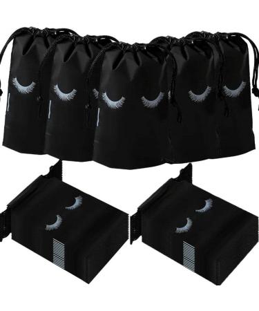 Eyelash Aftercare Bags 50pcs Portable Eyelash Drawstring Bundle Pocket for Travel Reusable Makeup Tool Storage Bags for Women Men Black