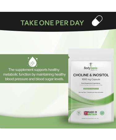 Bodygenix Choline & Inositol 1000mg Capsules - Brain Health & Mood Supplement | 30 Capsules, 1 Month Supply - Buy Online on GoSupps.com