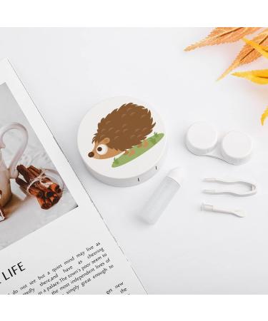 Cartoon Hedgehog Round Case For Contact Lens Kit Storage Box with Mirror Printed - Buy Online on GoSupps.com