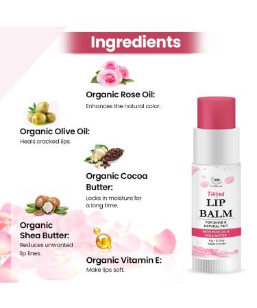 Shop Rose Multipurpose Tinted Lip Balm | 100% Natural Pink Tint for Dry & Chapped Lips | Long-Lasting Shea Butter & Vitamin E | 6g - Buy Online on GoSupps.com
