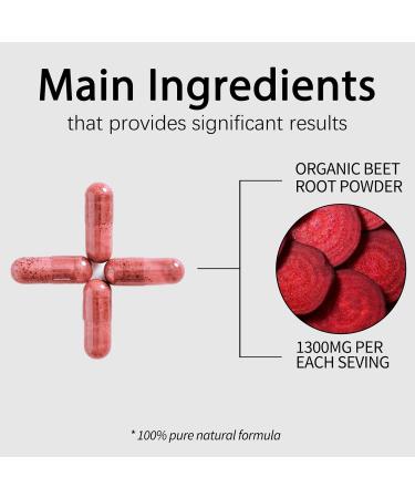 Beravia Health Organic Beet Root Capsules Beetroot Capsules 1300mg | Support Healthy Circulation & Vitality Natural Vegan & Non-GMO Beet Root Supplement for Women & Men - 60 Capsules (1 Bottle) - Buy Online on GoSupps.com