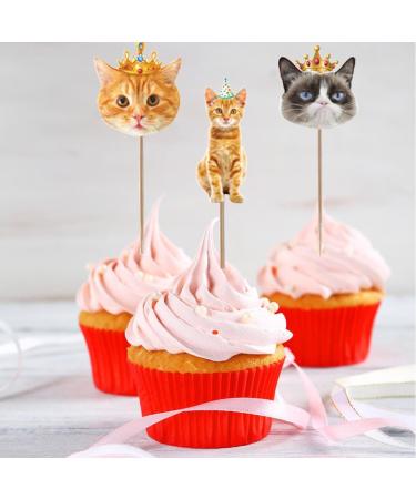 SAMOKA Cat Cupcake Toppers 24 PCS Pet Cat Themed Birthday Party Supplies Baby Shower Party Decorations(double-sided) - Buy Online on GoSupps.com