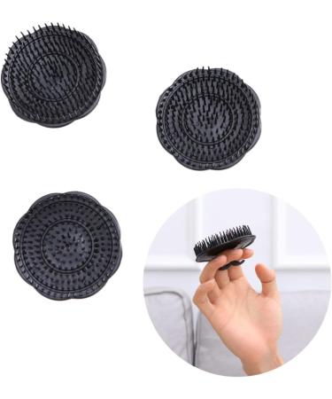Tovinanna 4-Piece Head Massage Brush Set for Curly Hair - Men's Scalp Shampoo & Palm Brushes - Black Color - 8.5x8.5x4cm - Buy Online on GoSupps.com