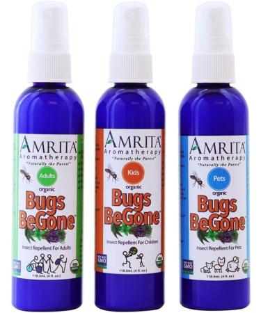 Amrita Aromatherapy Organic Bugs BeGone 120mL (4 fl. oz.) - DEET-Free Natural Essential Oil Blend - Buy Online on GoSupps.com