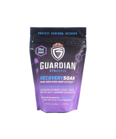 GUARDIAN ATHLETIC - RecoverySoak Bath Soak Salts by Chari Hawkins  Imbued with Essential Oils and Nano-Amplified Hemp Extract to Promote Muscle Recovery and Healthy Skin| Net Wt. 10 FL. OZ.