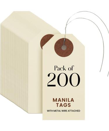 9pt Creme Manila Tag w/Wire Hanger Set of 200 Size #1