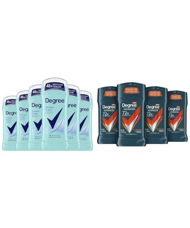 Degree Advanced Antiperspirant Deodorant Shower Clean 48-Hour Sweat & Men Antiperspirant Deodorant Adventure 4 Count For Freshness and Odor Protection Deodorant for Men 2.7 oz Woodsy Stick
