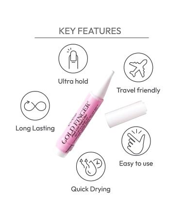 Goldfinger Pink Nail Glue for Acrylic, Tips & Press on Nails (5pcs) - Strong & Fast Drying | Long Lasting | Made in USA - Buy Online on GoSupps.com