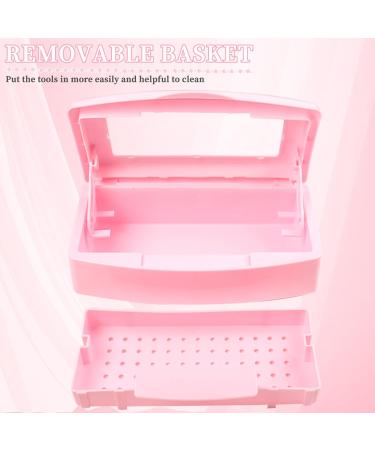 Nail Tool Sterilizer Box | Plastic Sterilizing Tray for Salon & Spa | Organize Nail Tweezers Eyelash Extensions - Pink - Buy Online on GoSupps.com