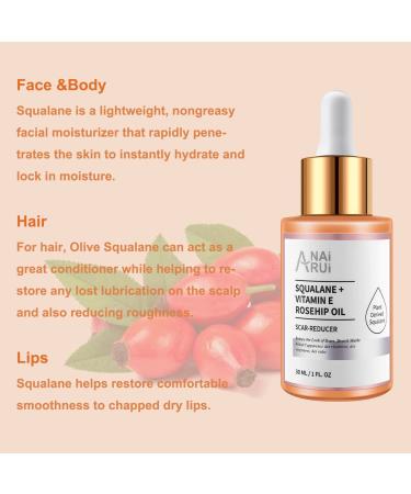ANAI RUI Squalane Rosehip Oil for face +Vitamin C Turmeric Oil Hydrate Firm and Softer Skin - Buy Online on GoSupps.com