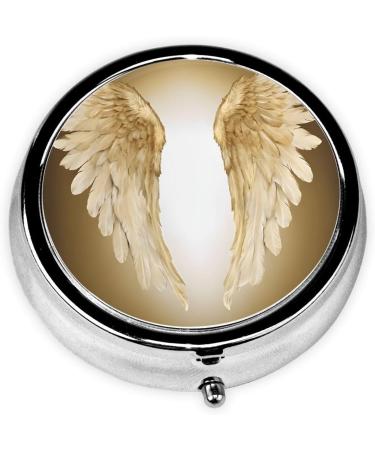 Angel Wing Printed Mini Round Pill Box | 3 Compartment Portable Pill Organizer for Travel Home & Office - Buy Online on GoSupps.com