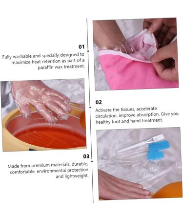 Housoutil 1 Set Hand and Foot Care Set Paraffin Bath Liners Bath Accessories Soothing Skin Warmer Japanese Hair Stick Sand off Mitt Pink Work Scrub Spa Plastic Gloves (foot Covers) 17.5x6cm Pink - Buy Online on GoSupps.com