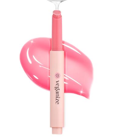 Veganize Collagen Lip Glass Balm | Hydrating Lip Balm in 9 Vibrant Colors | Moisturizing Lip Care Infused with Collagen Jelly Magic | No Animal Trial Lip Balm 0.06 oz (#2 Shy Pink) 02 Shy Pink