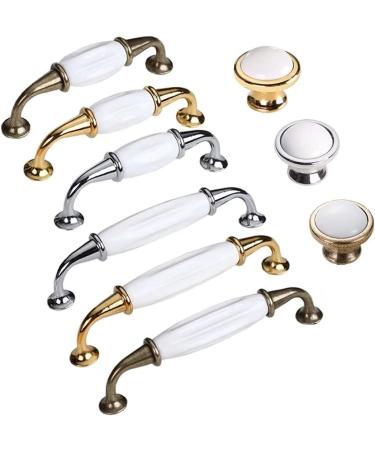 Creatwls 10pcs European Art Ceramic Cabinet Handles - 96mm Chrome Knobs for Kitchen & Furniture - Buy Online on GoSupps.com
