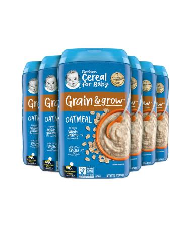 Gerber Baby Cereal 1st Foods, Grain & Grow, Oatmeal, 16 Ounce (Pack of 6) Oatmeal 16 Ounce (Pack of 6)