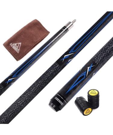 CUESOUL 58 Inch 19oz/20oz Maple Billiard Stick Pool Cue Set 11.5mm/13mm Tip Weight Adjustable 21oz-Moon Blue without Case 13mm