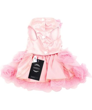 PAIDEFUL Luxury Pet Wedding Dress for Small Dog Girls | Rose Flower Lace Tutu Skirt with Silky Bow | Birthday Party Dog Clothes in Pink - Size XL - Buy Online on GoSupps.com