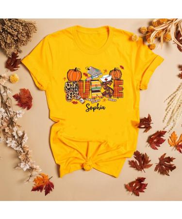 Personalized Nurse Mom Shirt | Funny Nurse Gifts | Custom Name Tee for Nurse's Day | Autumn Pumpkins & Tools Top - Buy Online on GoSupps.com