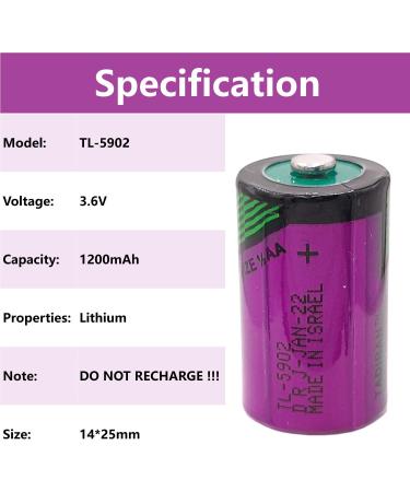 Buy TL-5902 1200mAh 1/2 AA 3.6V Non-Rechargeable Battery - Compatible with Tadiran TL-5902/S & ER14250 - Fast International Shipping - Buy Online on GoSupps.com