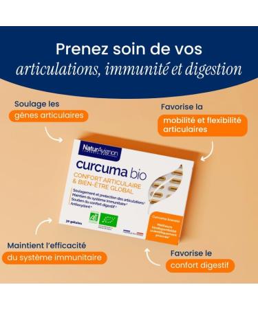 Laboratoire NaturAvignon Turmeric Patented Organic | Joint Comfort and Flexibility | Clinically Proven High Absorption | Ecocert Certified | Made in France | 30 Capsules (1 Month) - Buy Online on GoSupps.com