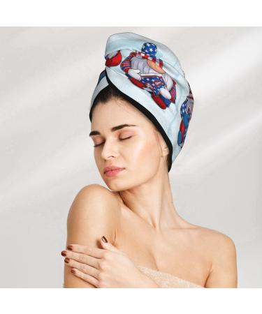 Quick-Dry Hair Towel Wrap - Cute Gnomes Design | Hair Drying Turban with Button | Fast Hair Care Solution - Buy Online on GoSupps.com