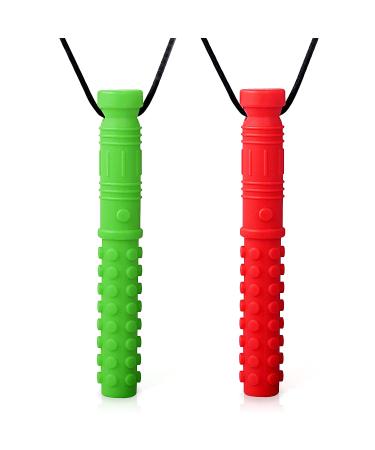 Sensory Chew Necklace Seeway Soft Soothing Chewy Necklace for Autistic Children/Autism/ADHD/Teething Babies/Anxiety BPA Free Food Grade Silicone (2 Pack)