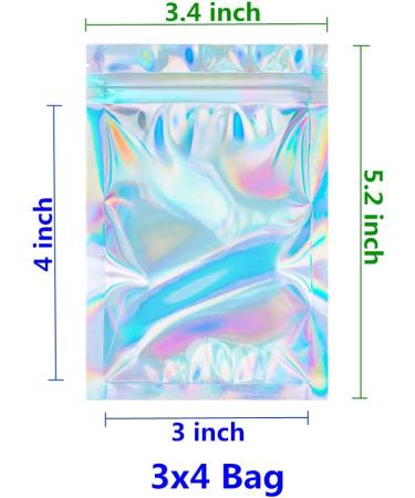 Cherodada 100 Pcs Smell Proof Holographic Bags - Resealable Party Favor & Food Safe Packaging (3x4 Inch) - Rainbow Holographic - Pack of 100 - Buy Online on GoSupps.com