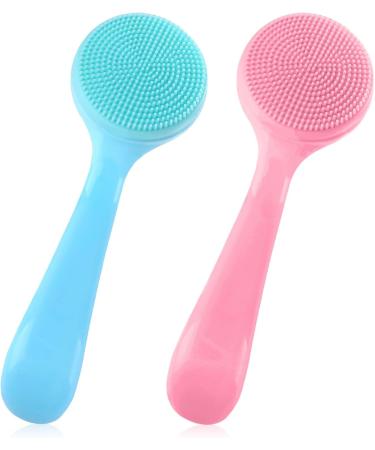 Comnico 2-Pack Manual Facial Cleaning Brush - Soft Silicone Skin Washer & Peeling Pads for Deep Cleansing Makeup Residues (Blue & Pink) - International Shipping Available - Buy Online on GoSupps.com