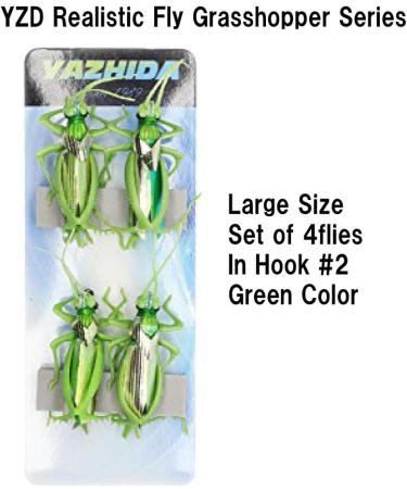 YZD Realistic Fly Grasshopper Series - Large Green 4pcs | High-Quality Fishing Lures - Buy Online on GoSupps.com