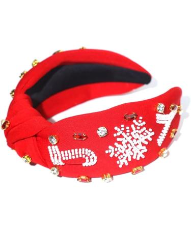 Bottone Knot Wide Brim Christmas Headband/Green Color Beads Embellished Yoga Sports Christmas Headband for Woman - Buy Online on GoSupps.com