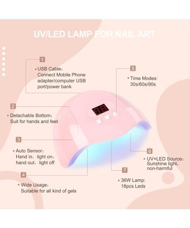 COSCELIA UV LED Nail Lamp 36W | Portable Gel Nail Dryer with Timer | Professional Nail Hardening Lamp (Pink) - Buy Online on GoSupps.com