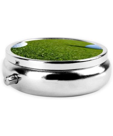 Grass Baseball Softball Round Pill Box - 3 Compartment Portable Medicine Organizer & Travel Holder - Black Decorative Purse Case - Buy Online on GoSupps.com