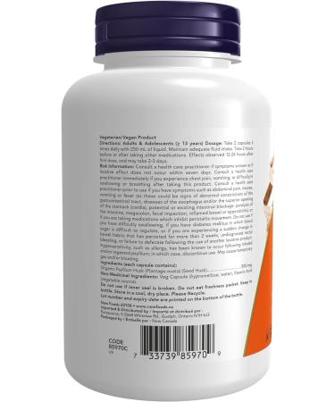 NOW Psyllium Husk Capsules 500mg 200 Count - Buy Online on GoSupps.com