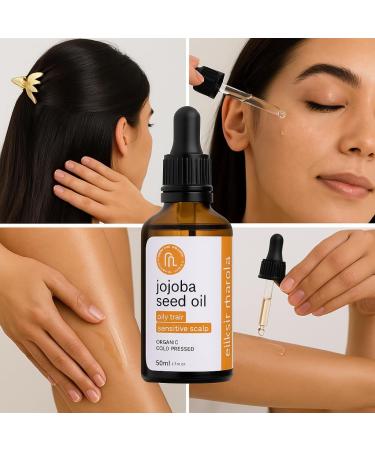  eliksir maroka 100% Organic Jojoba Essential Oil 50ml | Moisturizer for Face Hair Body & Nails | Cold Pressed Natural Care | Vegetarian Fragrance-Free - Buy Online on GoSupps.com