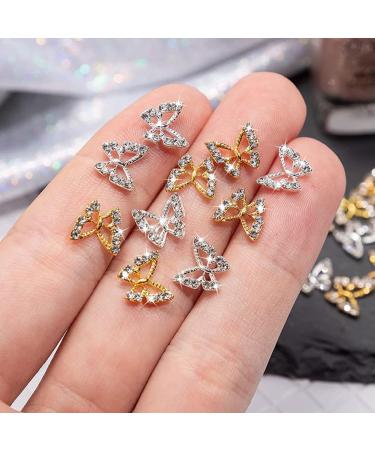 Silver Butterfly Nail Charms+Dual Head Nail Cuticle Pusher 3D Nail Charms Butterflies Shape Nail Gems Butterfly Decorations Alloy Butterfly Nail Art Charms Supplies DIY Manicure Design - Buy Online on GoSupps.com