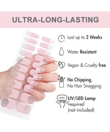 Semi Cured Gel Nails Strips 20 Stickers Nail Wraps Soft Long Lasting Self-Adhesive Gel Nail Stickers Waterproof Salon-Quality Gel Nail Strips for Nails French Tip Manicure UV/LED Lamp Required - Buy Online on GoSupps.com