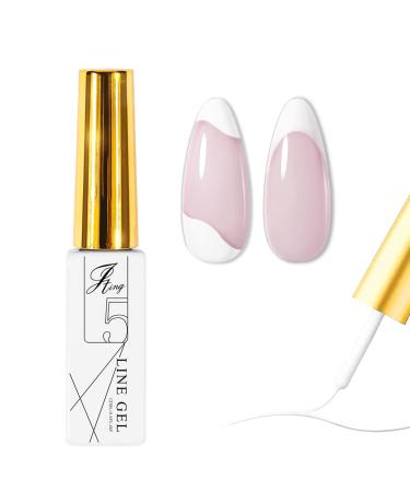 White Nail Polish - Painted Gel Nail Polish - 12ml Gel Liner Nail Art Gel Polish - Soak Off French Tip Manicure Gel UV/LED Gel Polish Pen for Painting Drawing Swirl Nails Home DIY