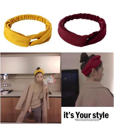 VYIBPDY Women's Headbands 2 Pieces Soft Summer Hair Band Elastic Hair Band for Women Yoga Movement Hair Bands Bandana Headband Boho Hair Accessories - Buy Online on GoSupps.com