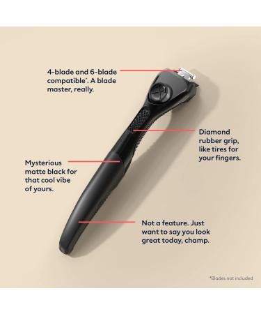 Dollar Shave Club Replacement Razor Handles - Pack of 2 | Weighty Metal & Rubber Grip | Smooth Black Finish | Balanced Hold | Easy Grip | Handles Only - Buy Online on GoSupps.com