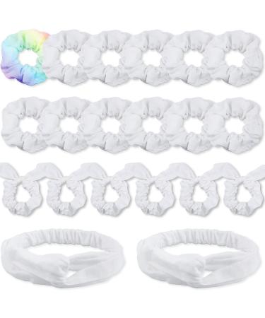 IVARYSS White Scrunchies for Tie Dye  DIY Cotton Bow Scrunchies  Headbands  3 Kinds of Party Activities Hair Accessories for Girls and Women  20 Pieces