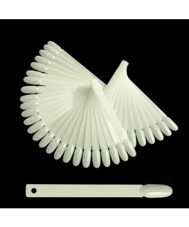 50 pieces nail art tips ring stick display fan practice starter color ring display for nail polish display and nail studios (natural oval)