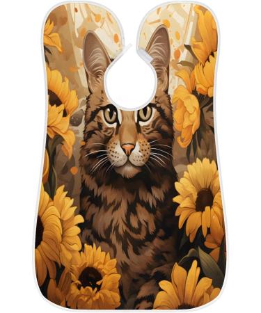 Sunflower Cat Beard Bib Apron | Beard Hair Catcher for Men | Perfect Father's Day & Christmas Gift with Suction Cups - Buy Online on GoSupps.com