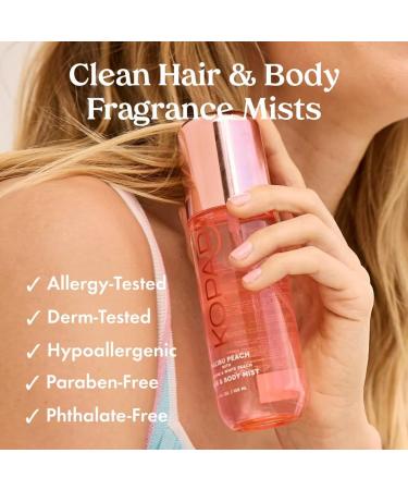 Kopari Hair & Body Mist Malibu Peach Long-Lasting Playful Vibrant Tropical Scent Warm Floral Fragrance Blend of Peach with a Kiss of Jasmine 4 oz - Buy Online on GoSupps.com