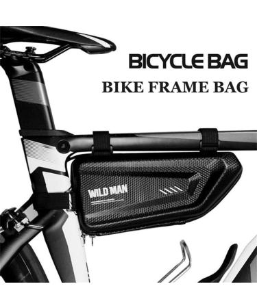 WILD MAN Rainproof Hard Shell Triangle Bike Saddle Bag - Black | For Road & Mountain Cycling - Buy Online on GoSupps.com