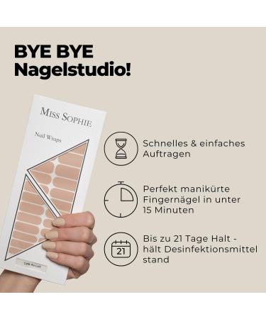 Original Miss Sophie Nail Foils - 24 Ultra-Thin Caf au Lait Nail Polish Strips for Finger & Toenails - Compatible with Natural Acrylic Gel & Shellac Nails - International Shipping Available - Buy Online on GoSupps.com