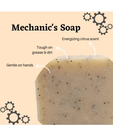 Mechanics Soap Bar - 5oz Citrus Exfoliating Handmade Soap for Heavy Duty Grease Removal - Poppy Seed Scrub for Mechanics - Buy Online on GoSupps.com